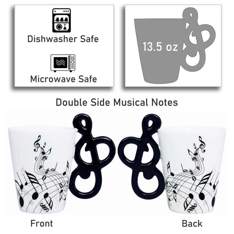 LanHong Music Mug Musical Notes Coffee Mug Gift for Musician - 13.5 oz Musical Cup Gifts for Music Lovers - Musical Coffee Mugs Birthday Christmas Gifts for Men Women - Image 2